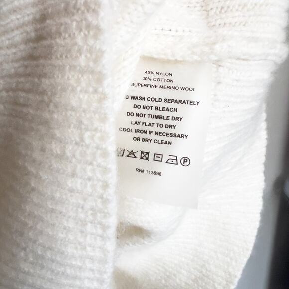 Margaret O'Leary Knit Sweater Merino Wool Light Weight Small Ivory Creme - Picture 4 of 5